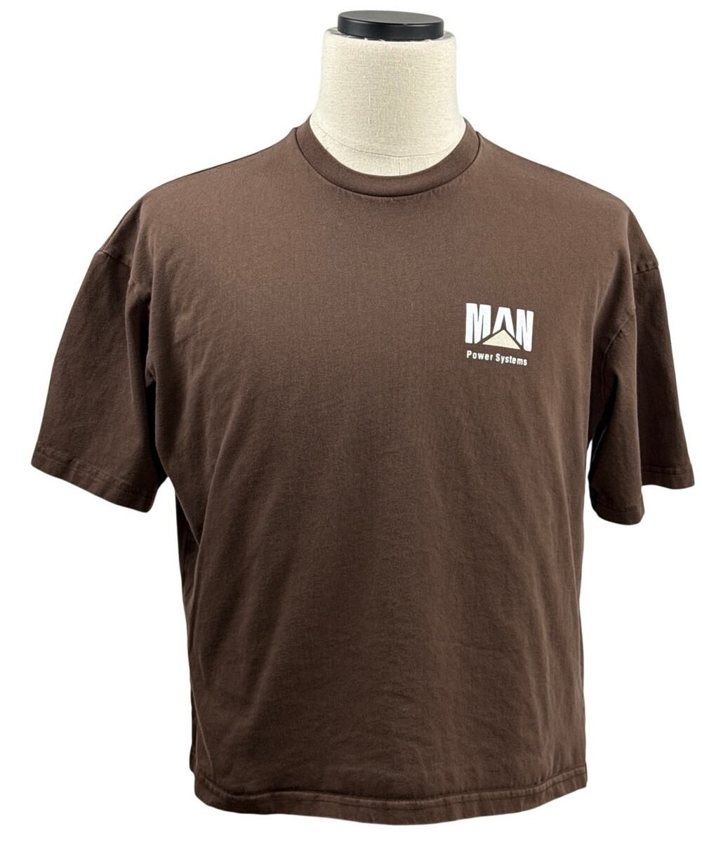 BoohooMAN Men's XS Brown Boxy Car Graphic Oversized Short Sleeve T-Shirt